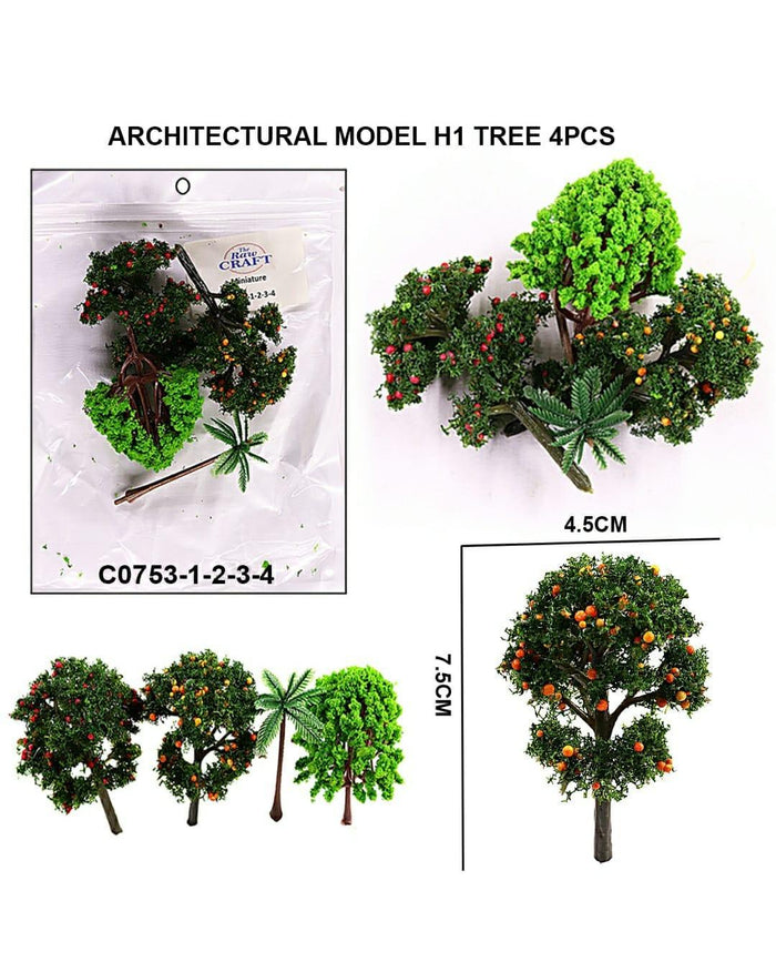 Miniatures Architerctural Models  H1 Tree 4Pcs C0753-1234