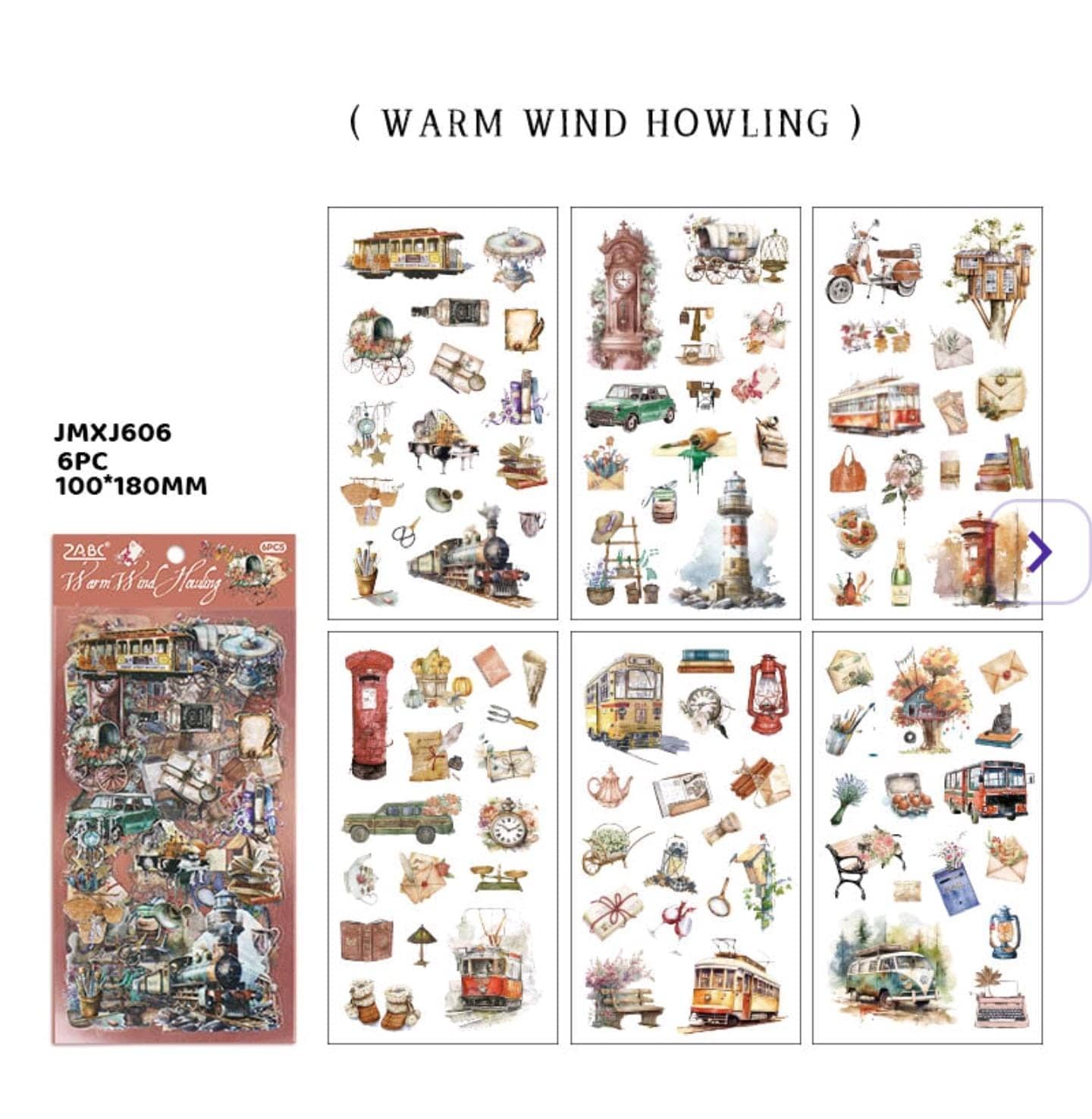 Kawaii Warm wind pet sticker for journaling and resin- Pack of 6 sheets