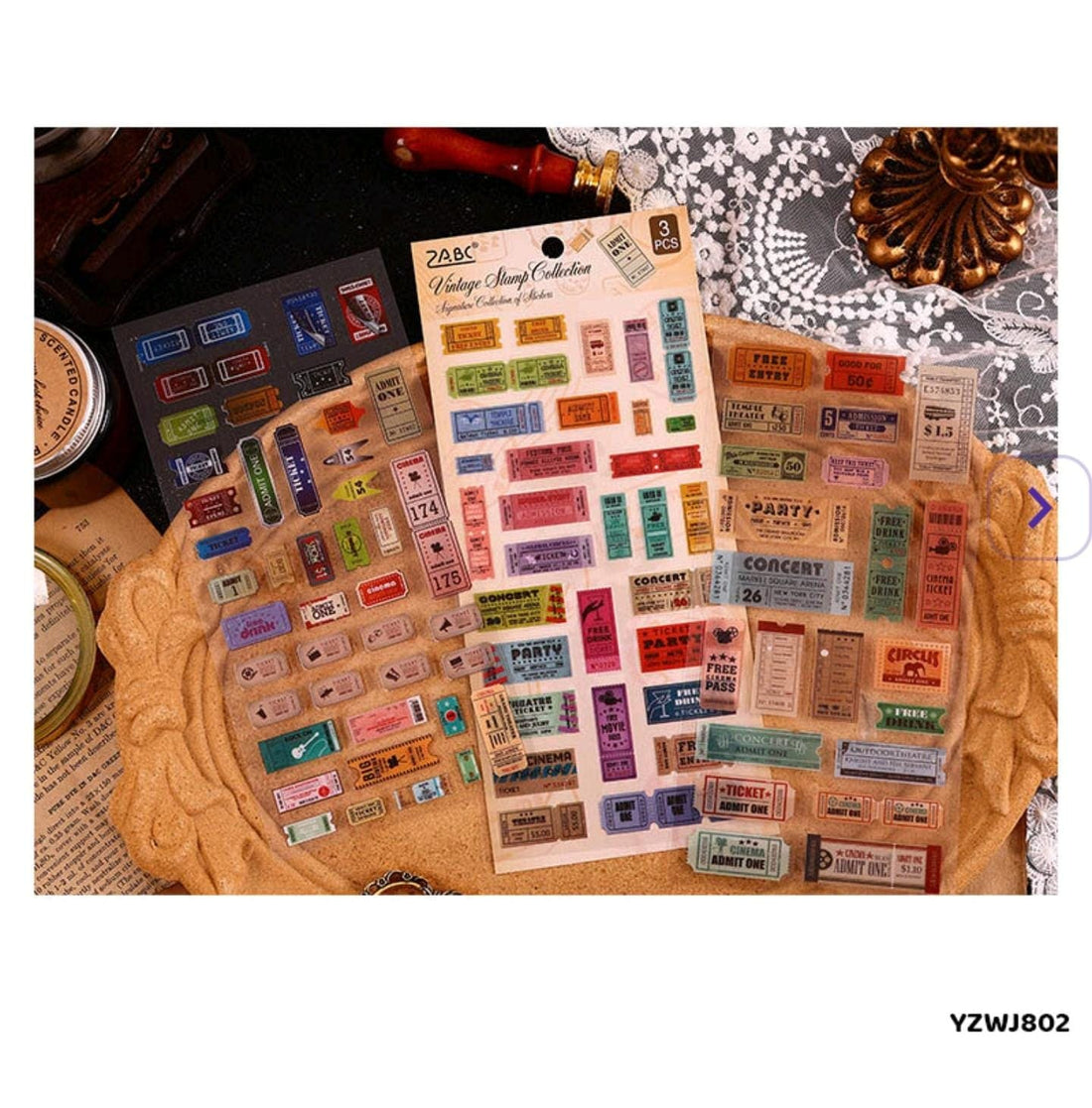 (Buy 1 Get 1 FREE) Vintage stamp collection pet sticker for journaling and resin- Pack of 3 sheets