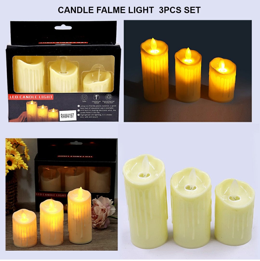 Candle Falme Light 3Pcs Set Raw4197