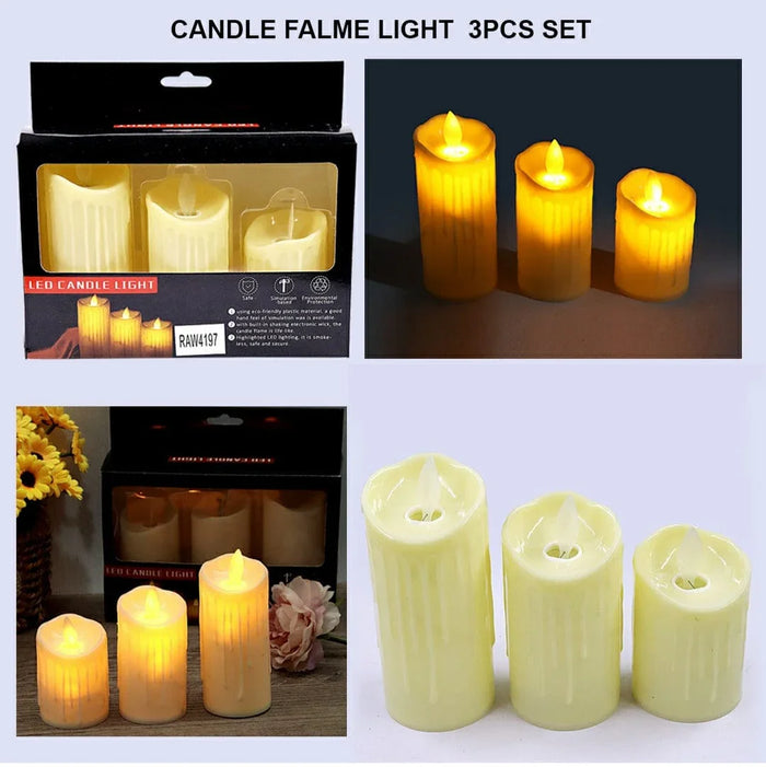 Candle Flame Light 3Pcs Set Raw4197