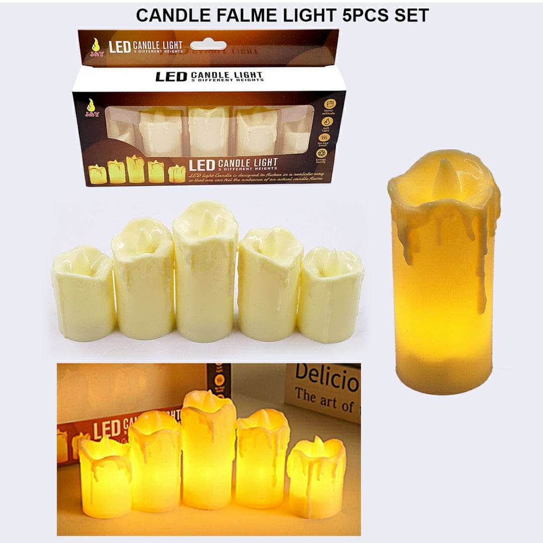 Candle Falme Light 5Pcs Set Raw4198