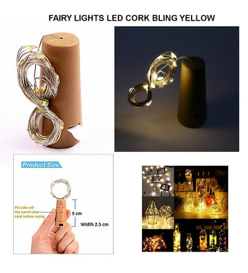 Fairy Lights Led Cork Bling Yellow Raw4277