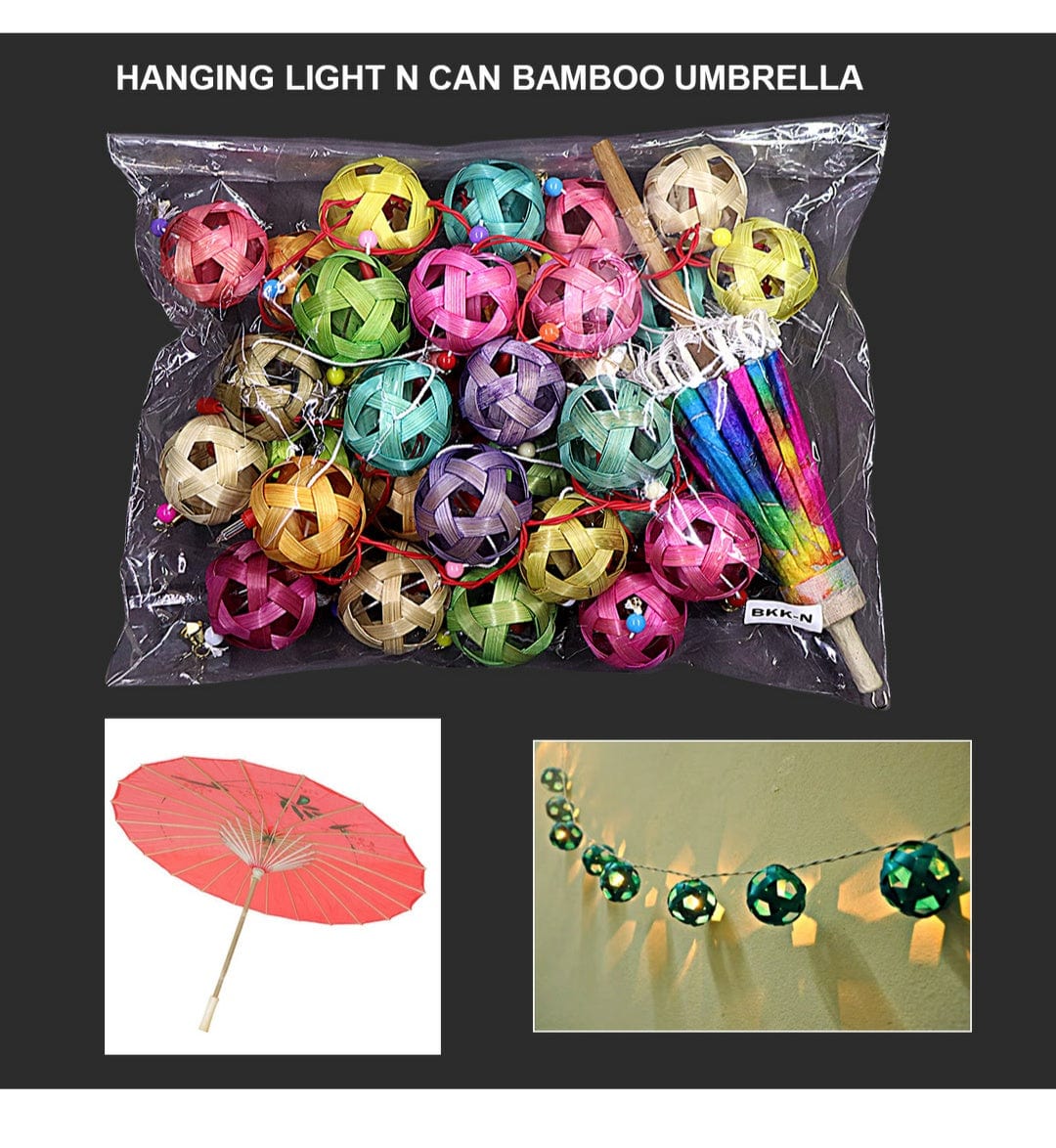 Hanging Light N Can Bamboo Umbrella 35Bulb Bkk-N