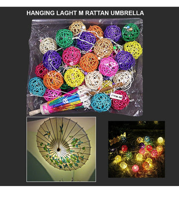 Hanging Light M Rattan Umbrella 35Bulb Bkk-M