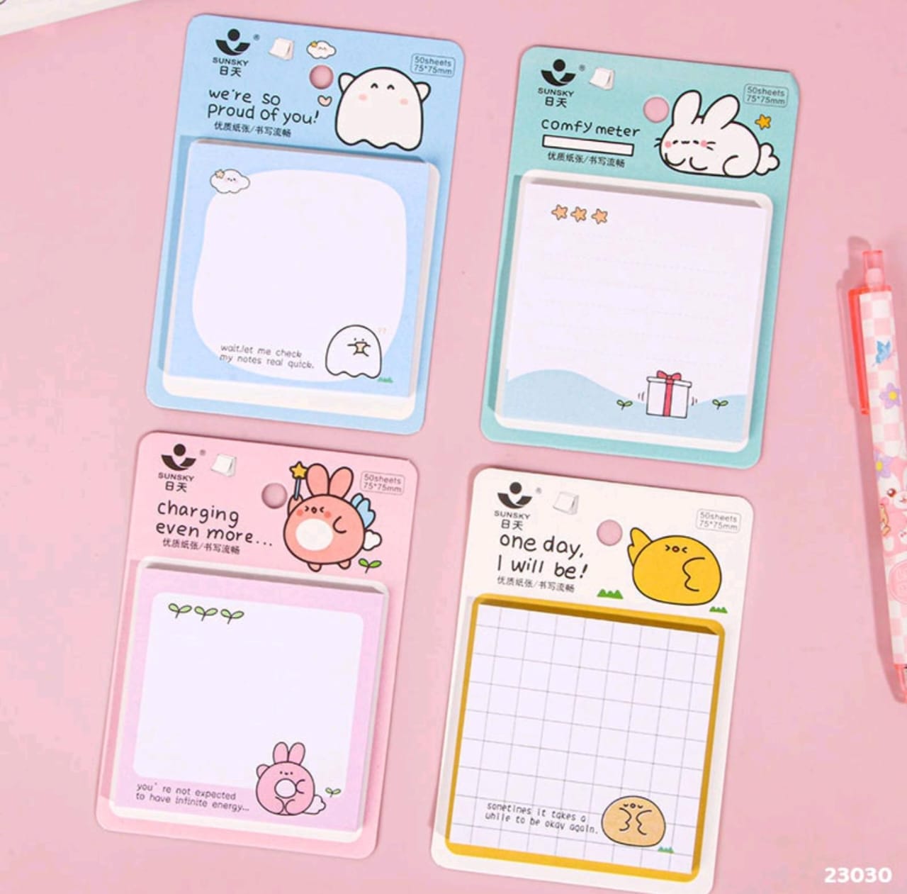 Cute kawaii TO-DO list sticky notes 3x3