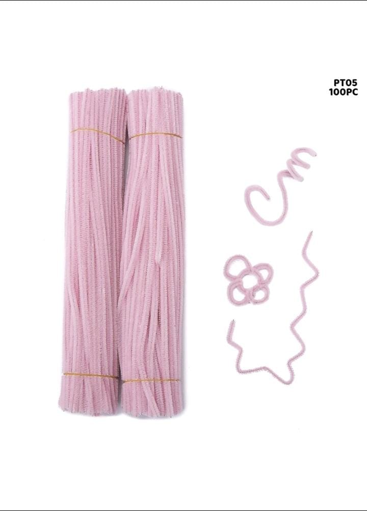 Pipe Cleaner Plain 100Pc Pastel Pink (PT05)