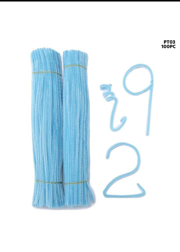 Pipe Cleaner Plain 100Pc Pastel Blue (PT03)