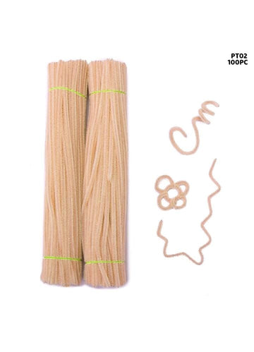 Pipe Cleaner Plain 100Pc Pastel Brown (PT02)