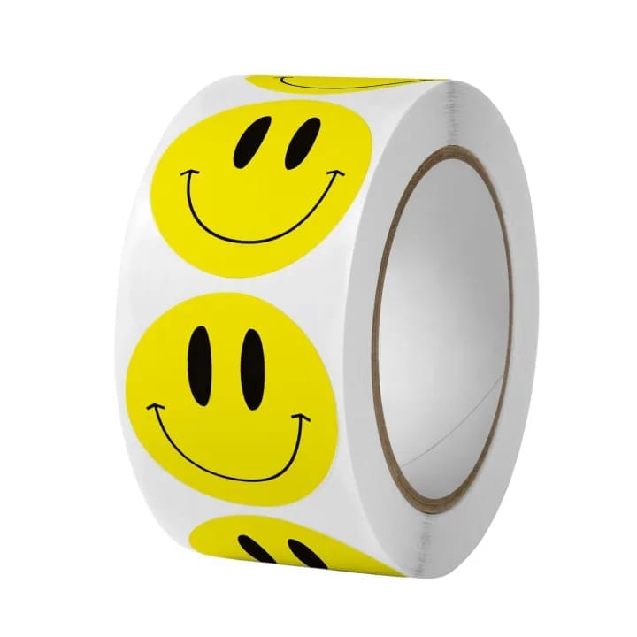 (JUMBO ROLL) Smiley Face Stickers labels (500 Labels) 1inch