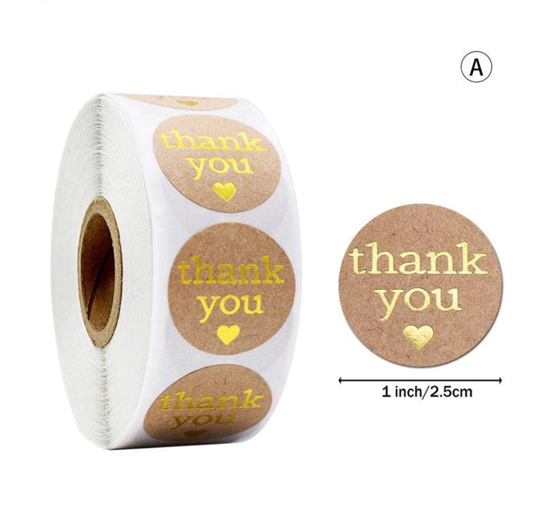 (JUMBO ROLL) Thank you labels for your small business (500 Labels) 1 inch Ecofriendly