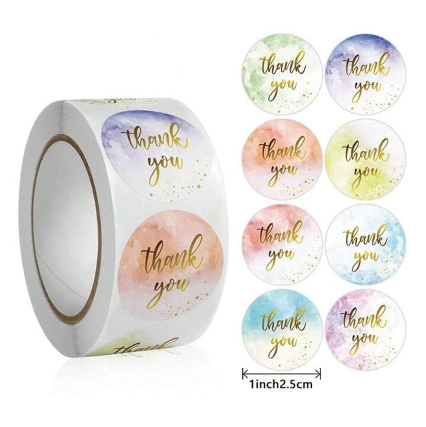 (JUMBO ROLL) Thank you labels for your small business (500 Labels) 1 inch