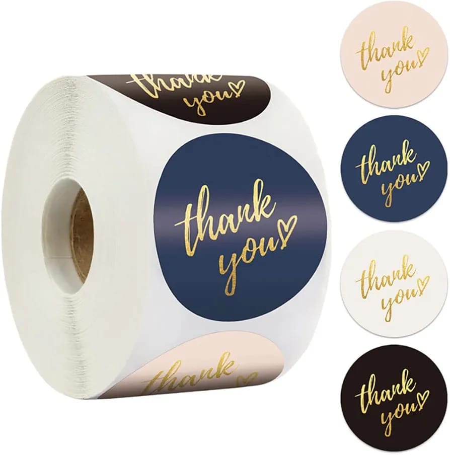 (JUMBO ROLL) Thank you labels for your small business (500 Labels) 1 inch