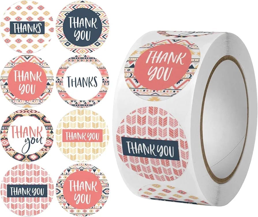 (JUMBO ROLL) Thank you labels for your small business (500 Labels) 1 inch