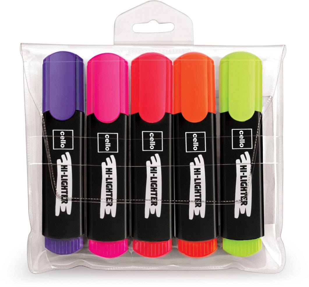 Cello Highlighter (Set of 5, Multicolor)