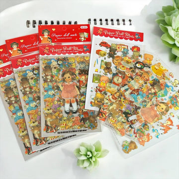 (Buy 1 Get 1 FREE) Kawaii doll pet sticker for jouranling  & scrapbooking l Pack of 1 contains 6 sheets