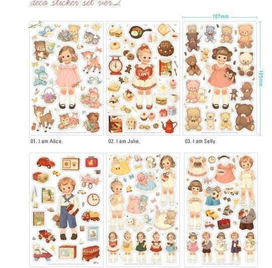 Kawaii doll pet sticker for jouranling  & scrapbooking l Pack of 1 contains 6 sheets