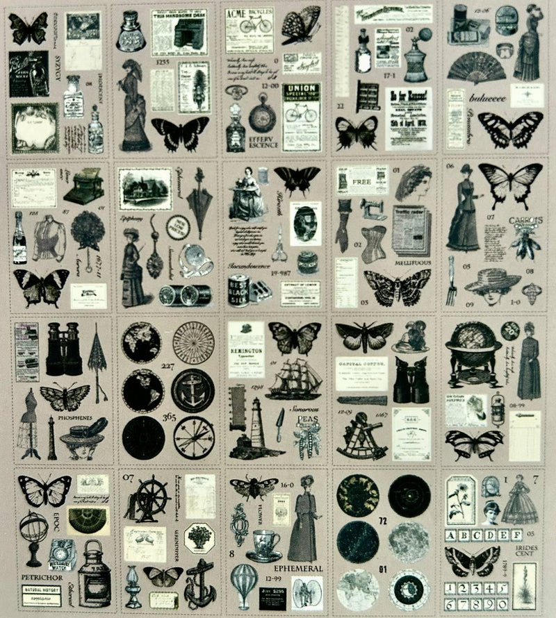 Vintage  Retro sticker book for journaling and scrapbooking | Pack of 20 sheets