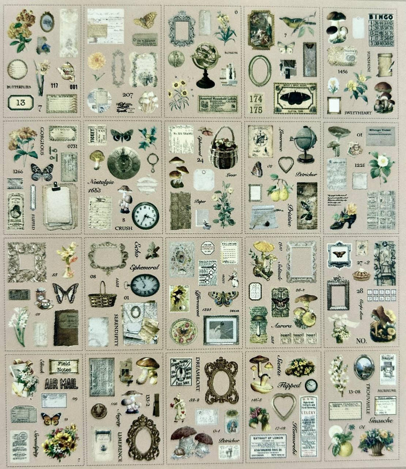 Vintage  Retro sticker book for journaling and scrapbooking | Pack of 20 sheets