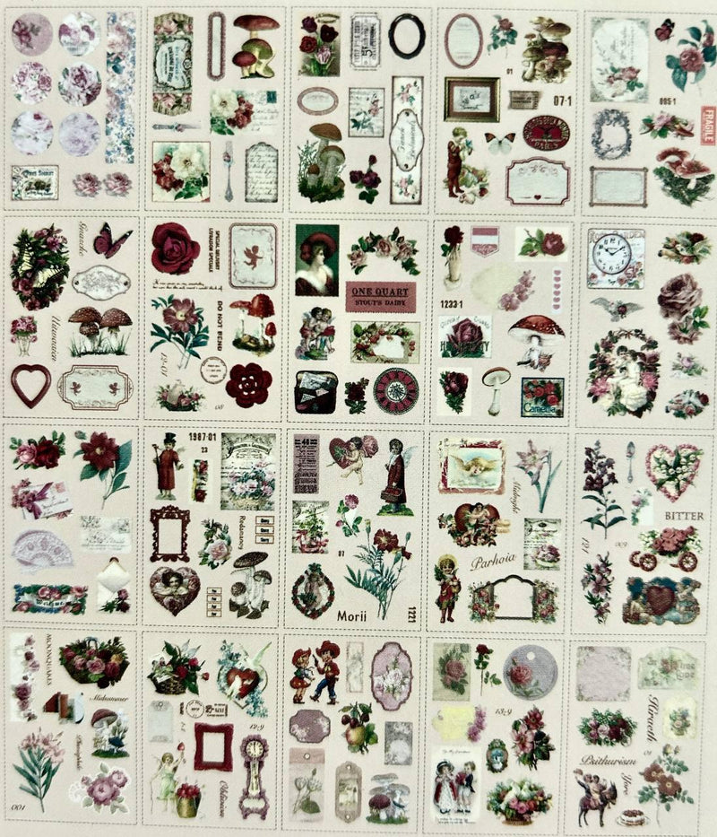 Vintage  Retro sticker book for journaling and scrapbooking | Pack of 20 sheets