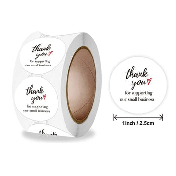 (JUMBO ROLL) Thank you labels for your small business (500 Labels) 1 inch