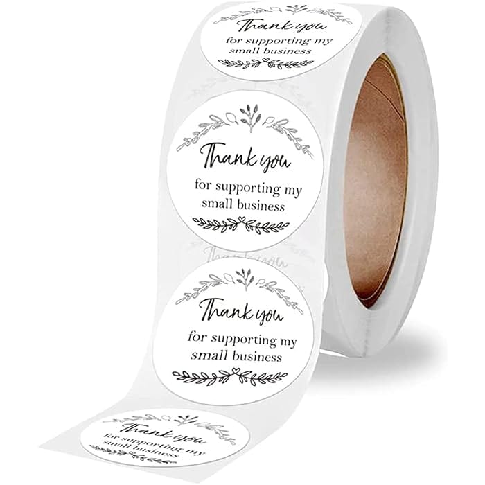 (JUMBO ROLL) Thank you labels for your small business (500 Labels) 1 inch