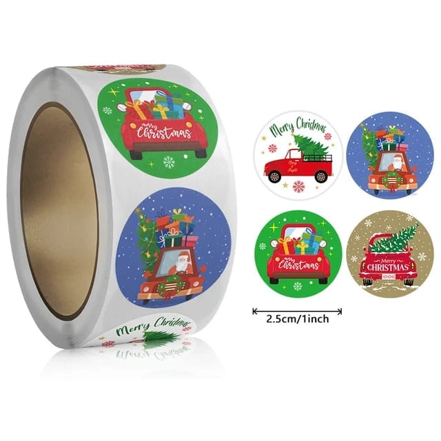 (JUMBO ROLL) Merry chirstmas labels for your small business (500 Labels) 1inch