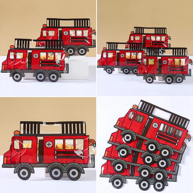 3D Firetruck ziplock Transparent bag- Pack of 1