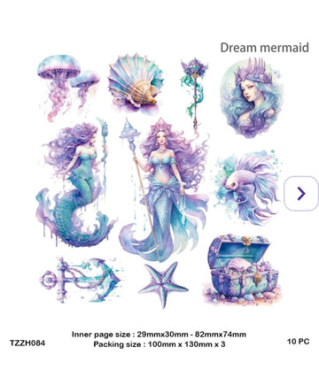 Dream Mermaid Retro Story Sticker l Pack 20Pcs