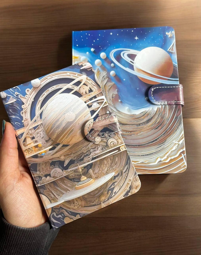Retro Space Journal Diary with magnet lock for 2026