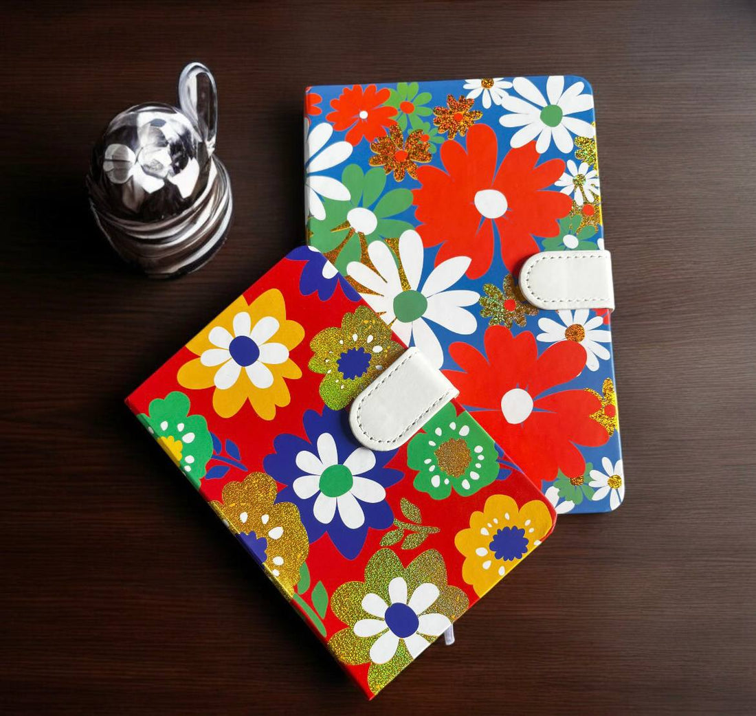 Floral bright Journal Diary with magnet lock for 2025