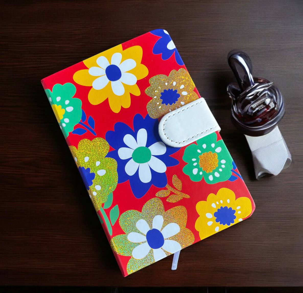 Floral bright Journal Diary with magnet lock for 2025