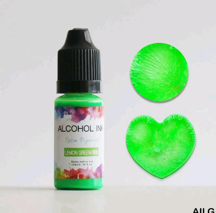 Vibrant Lemon Green Alcohol Ink 10ml - Fast-Drying for Resin & Crafts