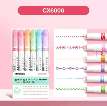 Unique Linear Color Pens - Dashed & Dotted Lines (Set of 6)