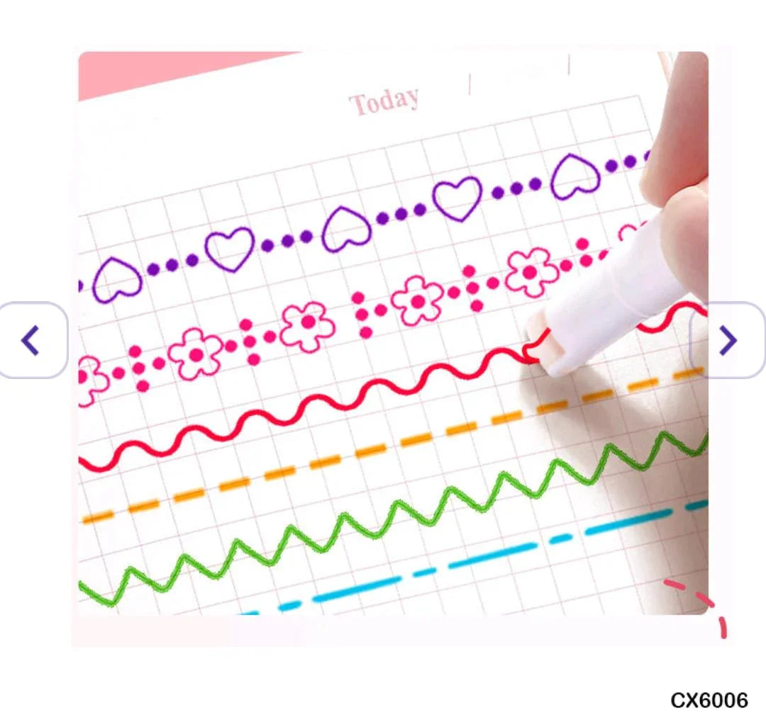 Unique Linear Color Pens - Dashed & Dotted Lines (Set of 6)