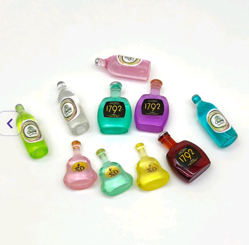 Miniature Bottle Set - Tiny Glass or Plastic Bottles for Crafts & Decor (10 Pieces)