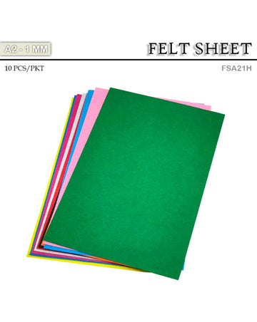 Felt Sheet A2 1Mm  Multicolored 10Sheet (Fsa21H)