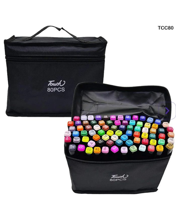 Professional 80-Color Alcohol Art Markers Set with Dual Tips & Carry Case