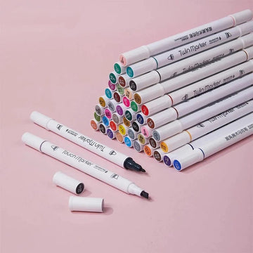 Double sided marker with marker holder l pack of 12 colours l