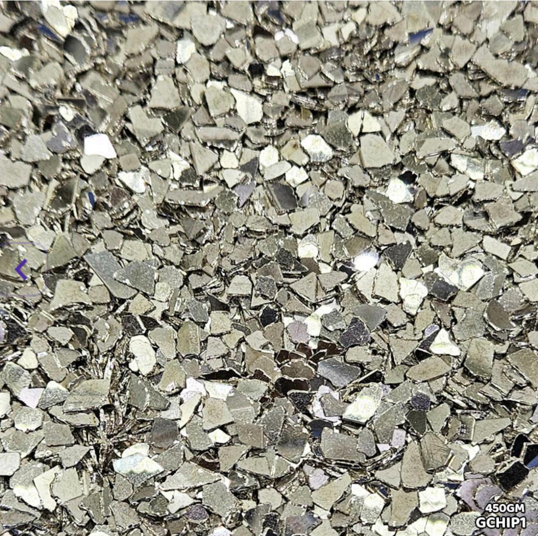 Glass Chips 450Gm Silver Gchip1