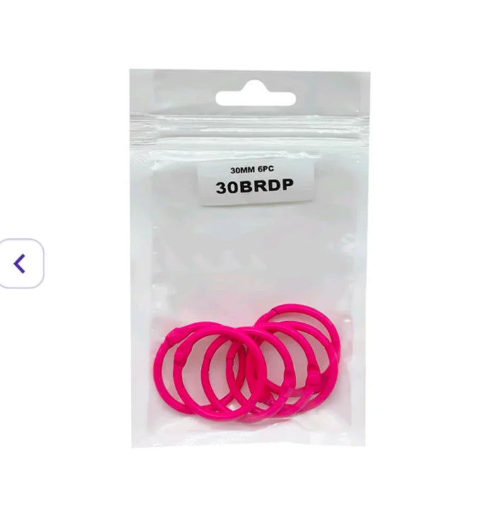 30Mm Book Binding D Pink Ring (6Pc) (30Brdp)