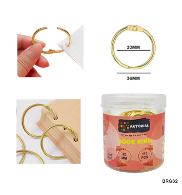 32Mm Book Ring Gold 110Pc (Brg32)