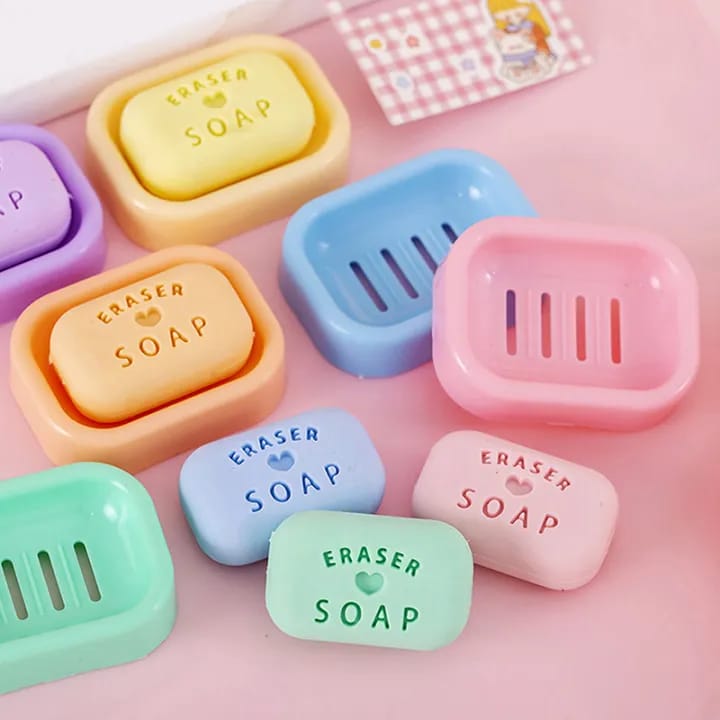 Cute mini Soap bar eraser- Contain 1 eraser