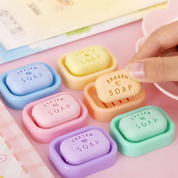 Cute mini Soap bar eraser- Contain 1 eraser