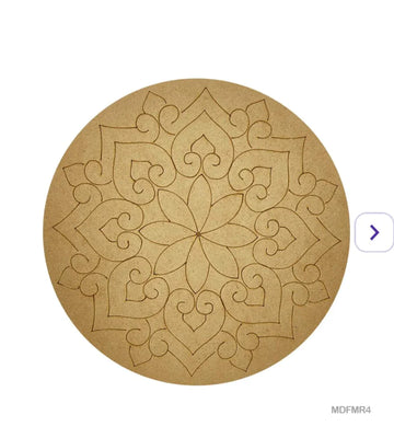 Engraved Geometric Mandala MDF Cutout 10 Inch (1Pcs) Pack of 1