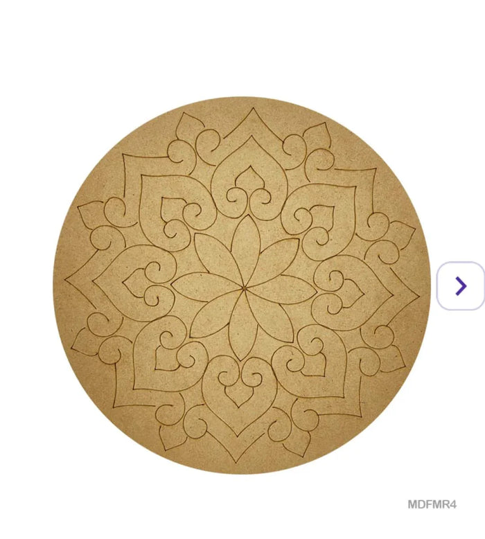 Engraved Geometric Mandala MDF Cutout 10 Inch (1Pcs) Pack of 1