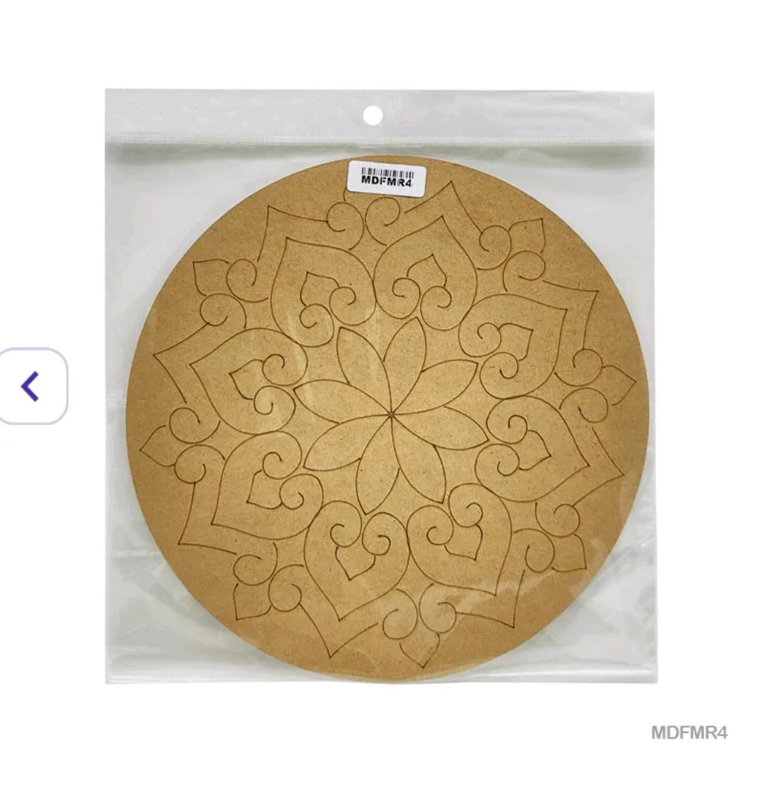 Engraved Geometric Mandala MDF Cutout 10 Inch (1Pcs) Pack of 1