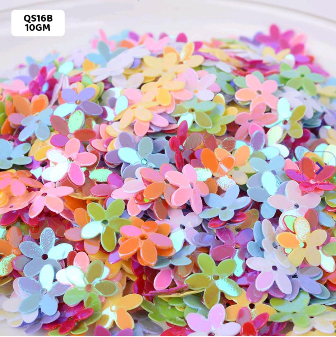 Qs16B Multi Flower 10Mm 10Gm Sequins