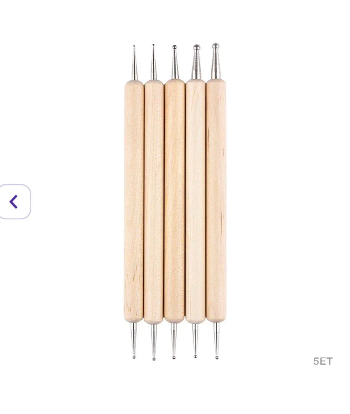 5-Piece Double-Sided Wooden Embossing Tool Set