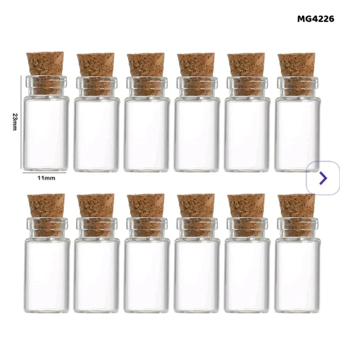 Charming Mini Glass Message Bottles with Cork Lids | 12-Pack
